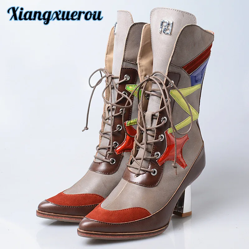 

Xiangxuerou With their elastic thin leg high boots 2018 autumn winters with color matching belt buckle female tall canister boot