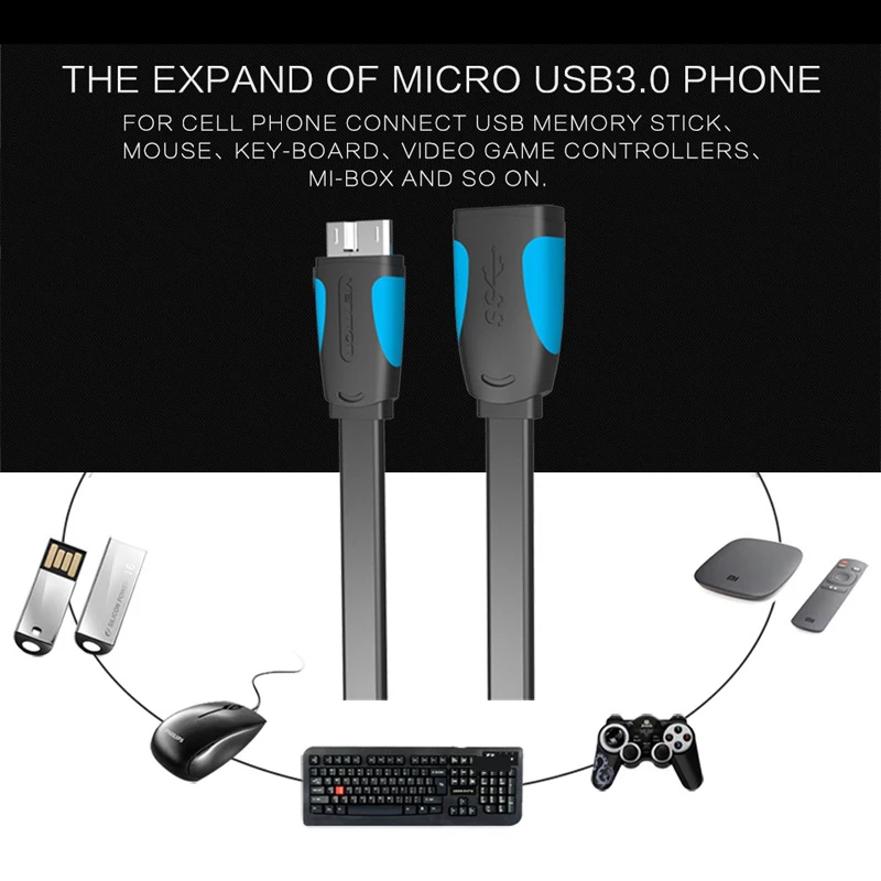 Vention Micro USB 3,0 OTG кабель адаптер 3,0 USB кабель для samsung Galaxy Note 3 S5 N9002 N9008 3,0 Micro USB кабель