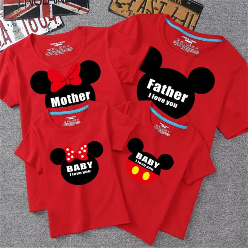 LILIGIRL/семейные хлопковые одинаковые Комплекты Одежда для мамы, дочки, папы и сына, футболки с Минни Маус футболка с Микки-Маусом
