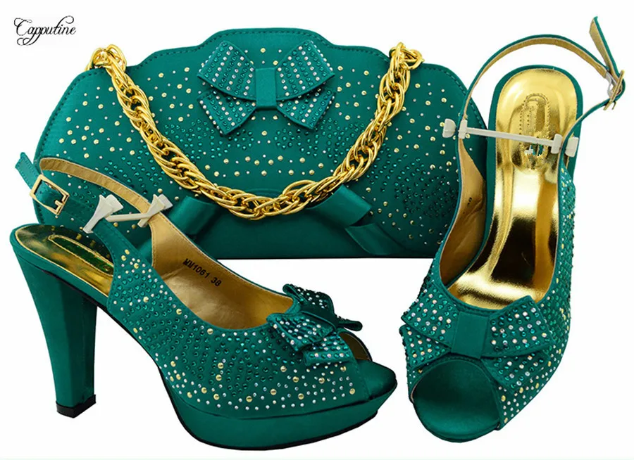 

Latest teal high heel pump shoes and bag set nice maching for party dress MM1061 heel 10.5cm, many color