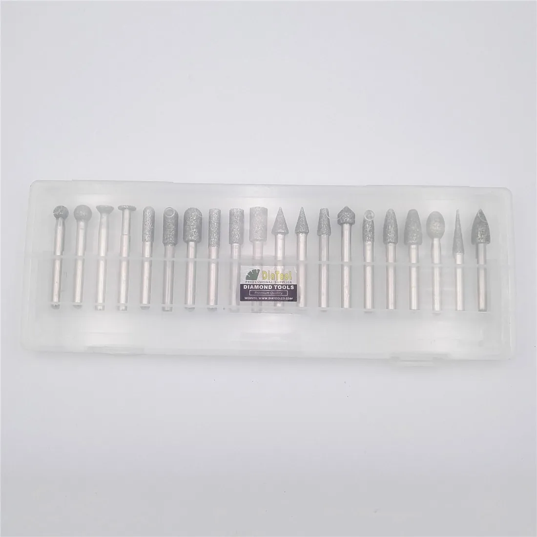 DIATOOL 20pcs Electroplated Diamond Grinding Heads #46 Mounted Points Rotary Engraving Tool