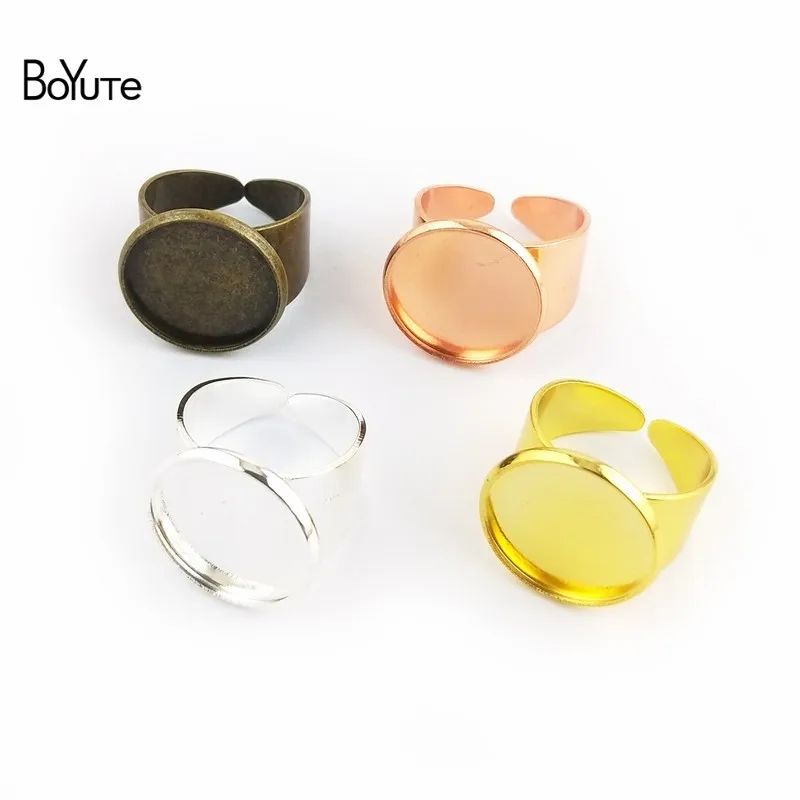 BoYuTe 10Pcs 3 Colors 16 18 20 25MM Cabochon Blank Tray Diy Jewelry Accessories Parts Adjustable Ring Base (3)