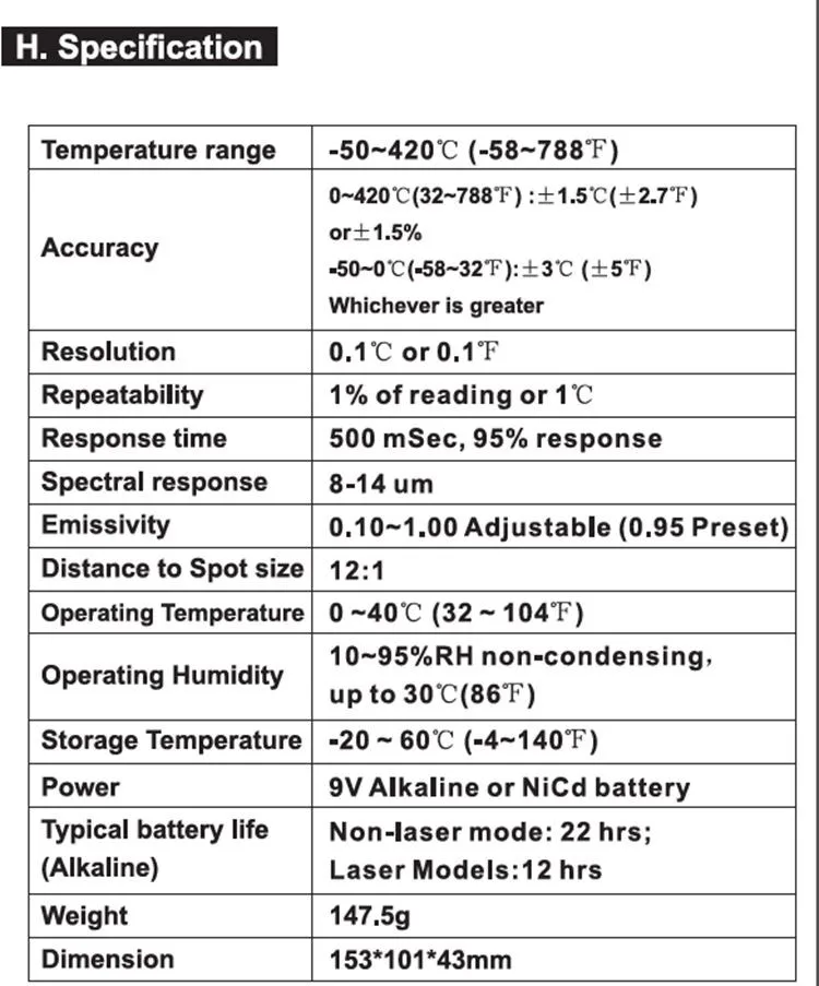 ЖК-цифровой ИК инфракрасный термометр-50~ 420 Цельсия(-58F-788F) излучение: 0.1to1.00 Регулировка Бесконтактный лазерный тестер температуры