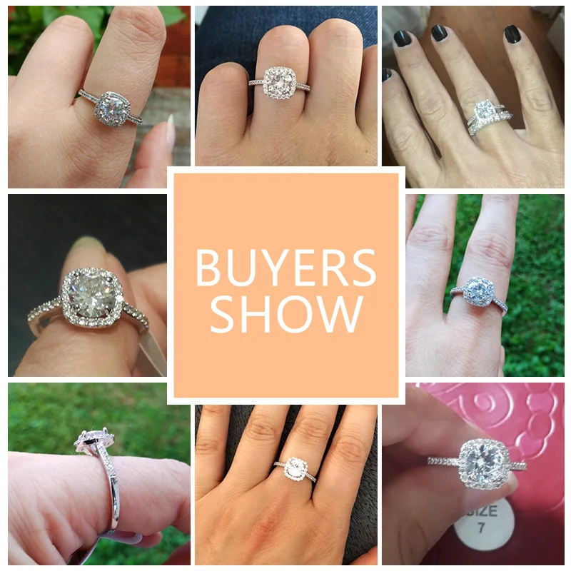ZAKOL Round CZ Wedding Rings for Women Silver Color Jewelry Luxury Rings Engagement Square Bague Zirconia Accessories FSRP117