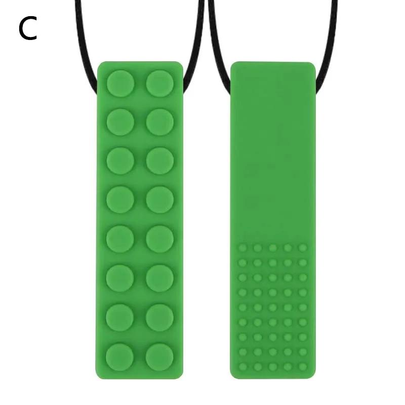 Новинка, 1 шт., сенсорное жевательное ожерелье, кирпич, жевательный детский силиконовый карандаш, Прорезыватель для зубов, игрушка, высокое качество, ПВХ - Цвет: C