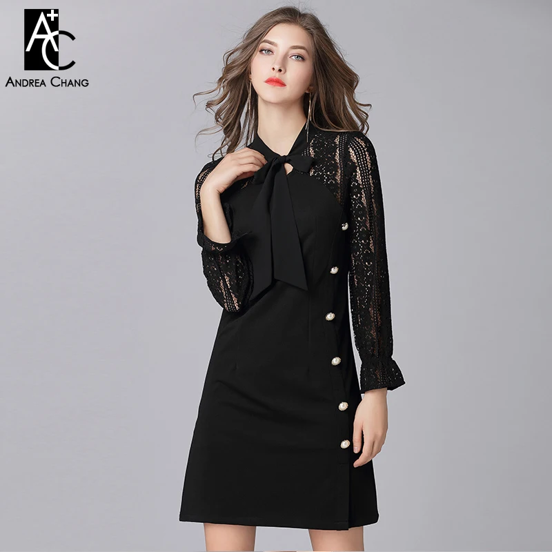 

PLUS SIZE woman dress L-5XL high quality summer spring dress hollow out floral pattern embroidery sleeve a-line black mini dress