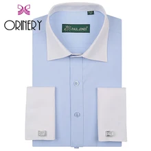 ORINERY, размер S-3XL, Высококачественная Мужская рубашка с длинным рукавом, французские манжеты с запонками, модные Лоскутные рубашки, брендовая одежда