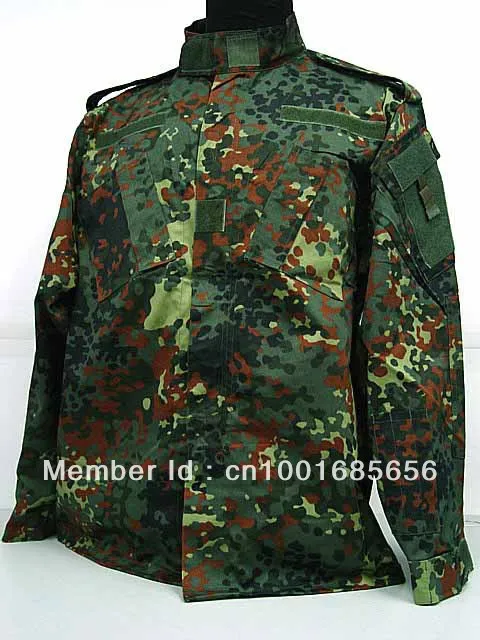 Немецкий камуфляж лесной BDU полевая Униформа Рубашка Брюки - Цвет: Camo Woodland