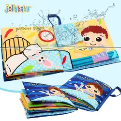 Jollybaby спокойной ночи Колыбельная Детские Тканевые книги с погремушками 3D разворачивается история сказка, книги для детей раннего развития