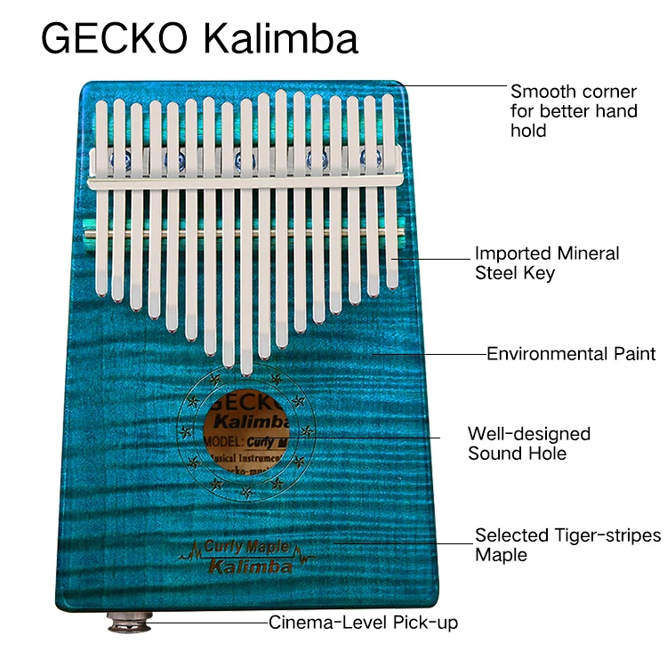 GECKO Kalimba Kaufen 17 ключ кудрявый клен «пианино для больших пальцев» builts-in EVA высокопроизводительная защитная коробка, молоточек для настройки, MC-BLEQ