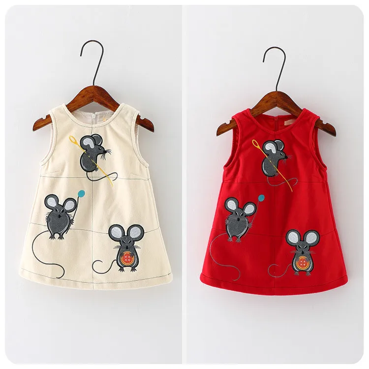 

Autumn Korean Children's Garment 2016 New Pattern Girl Baby The Little Mouse Dress Girl Concise Princess Vest