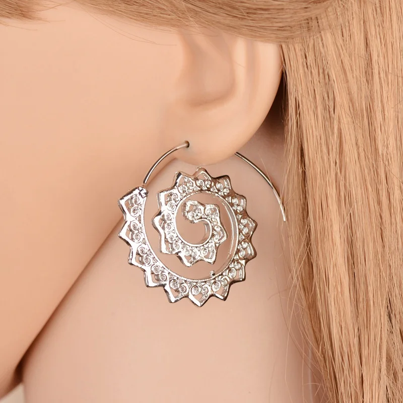 

Terreau Kathy New Oval Spiral Earrings Exaggerated Whirlpool Heart - Shaped Restoration Earrings For Women Female Jewely