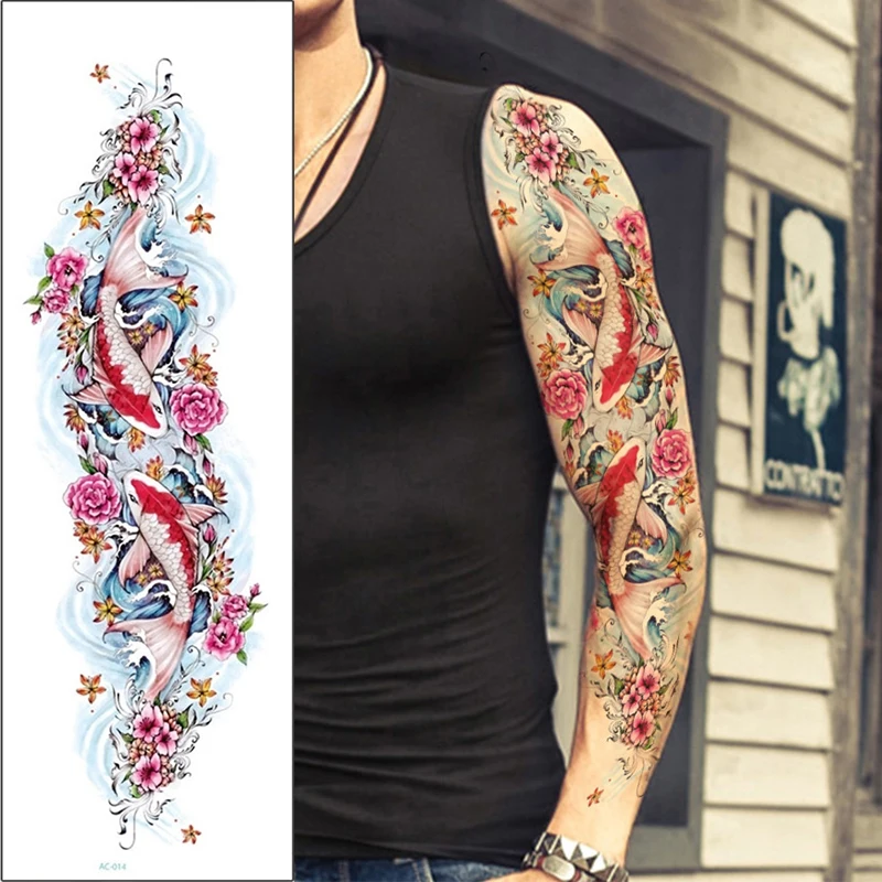 Большая рука временная татуировка наклейка красочные пионы Розы Цветы Поддельные рукава для татуировки флеш-тату водонепроницаемый тело/ноги художественная краска для женщин