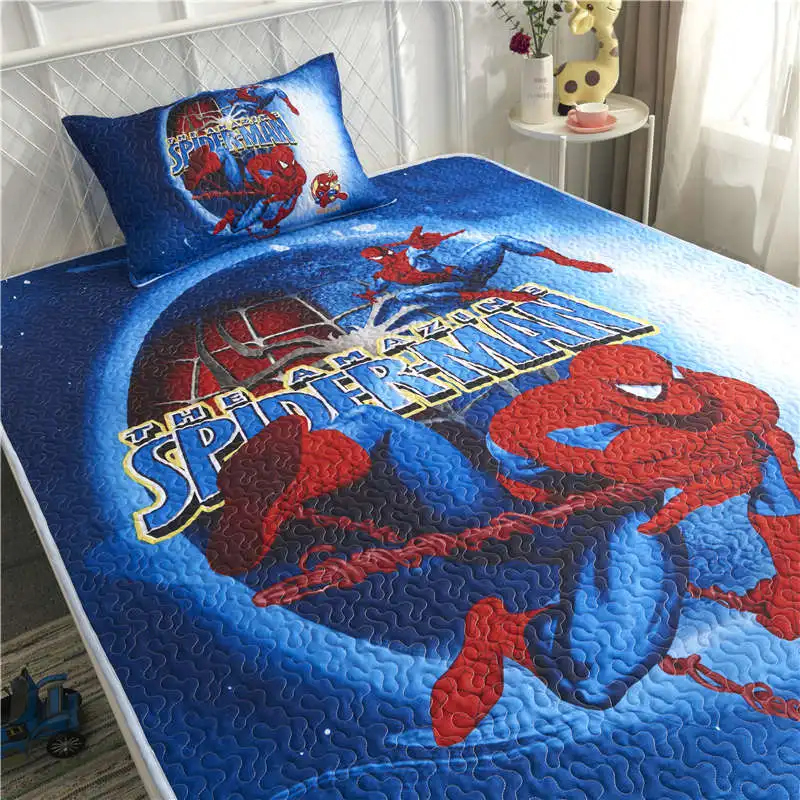 Disney «Человек-паук» комплекты постельного белья Twin Размеры покрывало покрывала для детей мальчиков Спальня украшения подушки Чехол голубой цвет 3D для детей