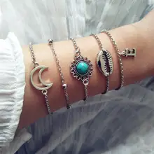Женский комплект браслетов с надписью E Shell ипомея белая трещина зеленый Кристальный серебряный браслет богемные женские простые украшения на день рождения