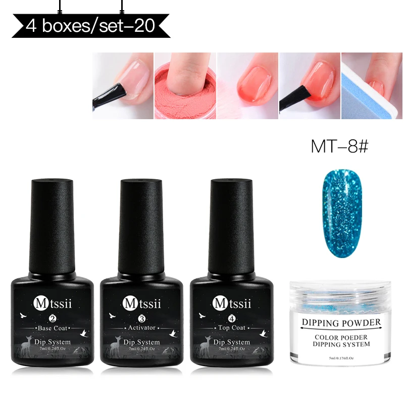 Mtssii система Погружения Набор для ногтей Holo Nail Art Dip порошок с Dip основой активатор жидкий гель цвет ногтей натуральный сухой без лампы - Цвет: ZH02759