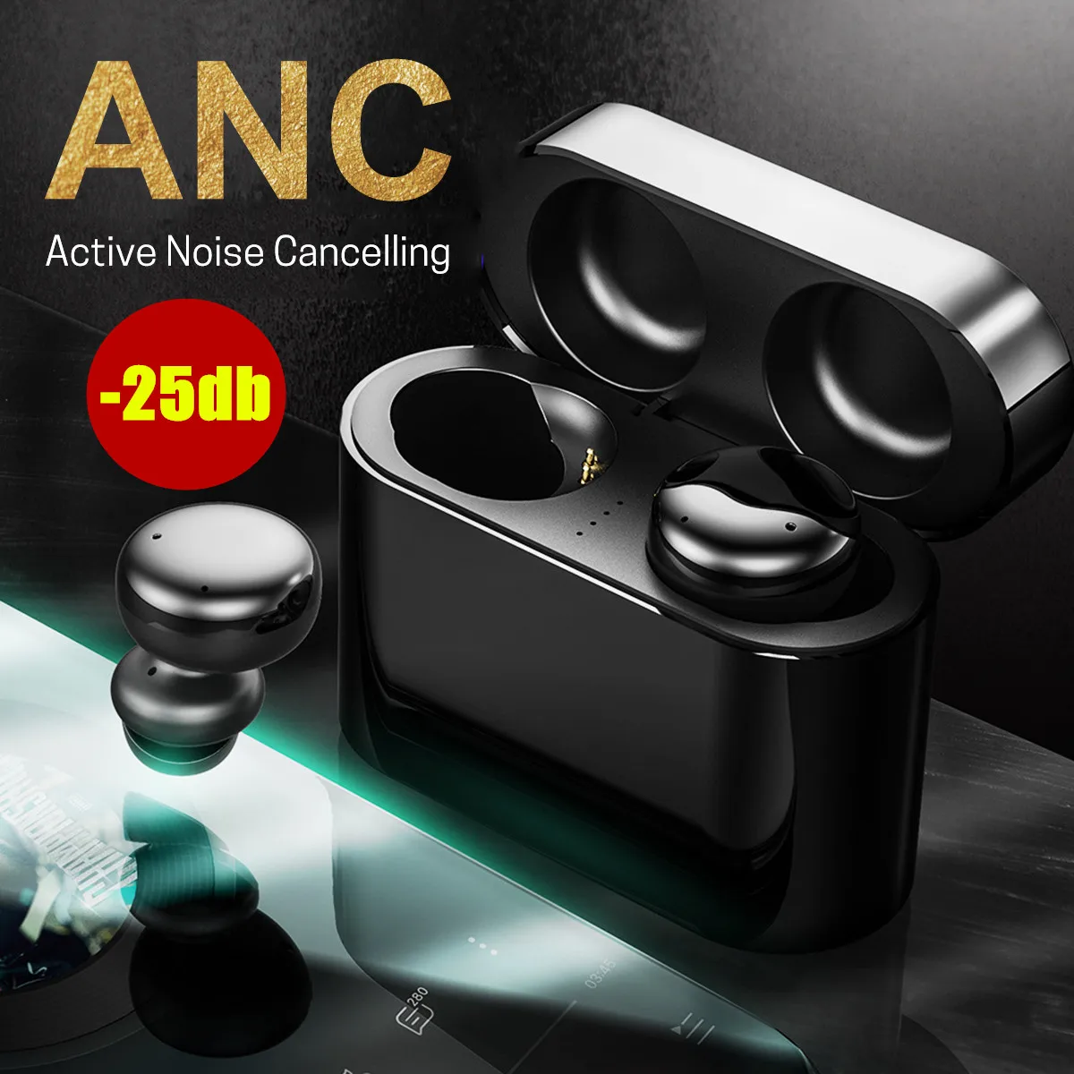 

ANC Active Noise Canceling bluetooth 5.0 Earphones TWS Wireless Ear bud blutooth Earphone Headphone Sports Earbuds Headset