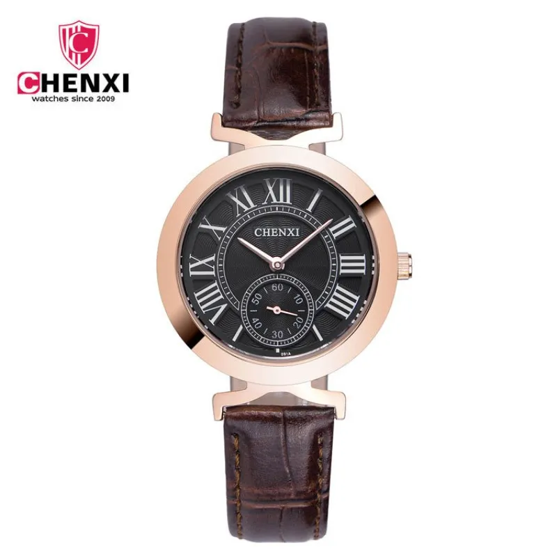 

Luxury Woman Watches Brand CHENXI Gold Case Dress Women Quartz Leather Strap Wristwatch Elegant Waterproof Lady Clock PENGNATATE