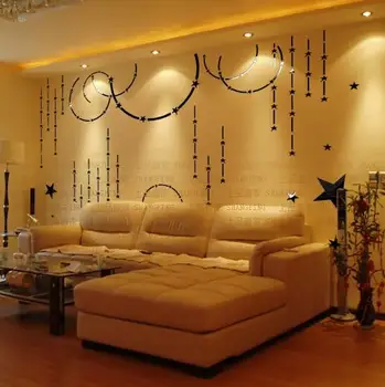 

New arrival Romantic roll bead curtain 3D wall stickers Acrylic crystal DIY wall stickers Tv sofa wall stars Art decor