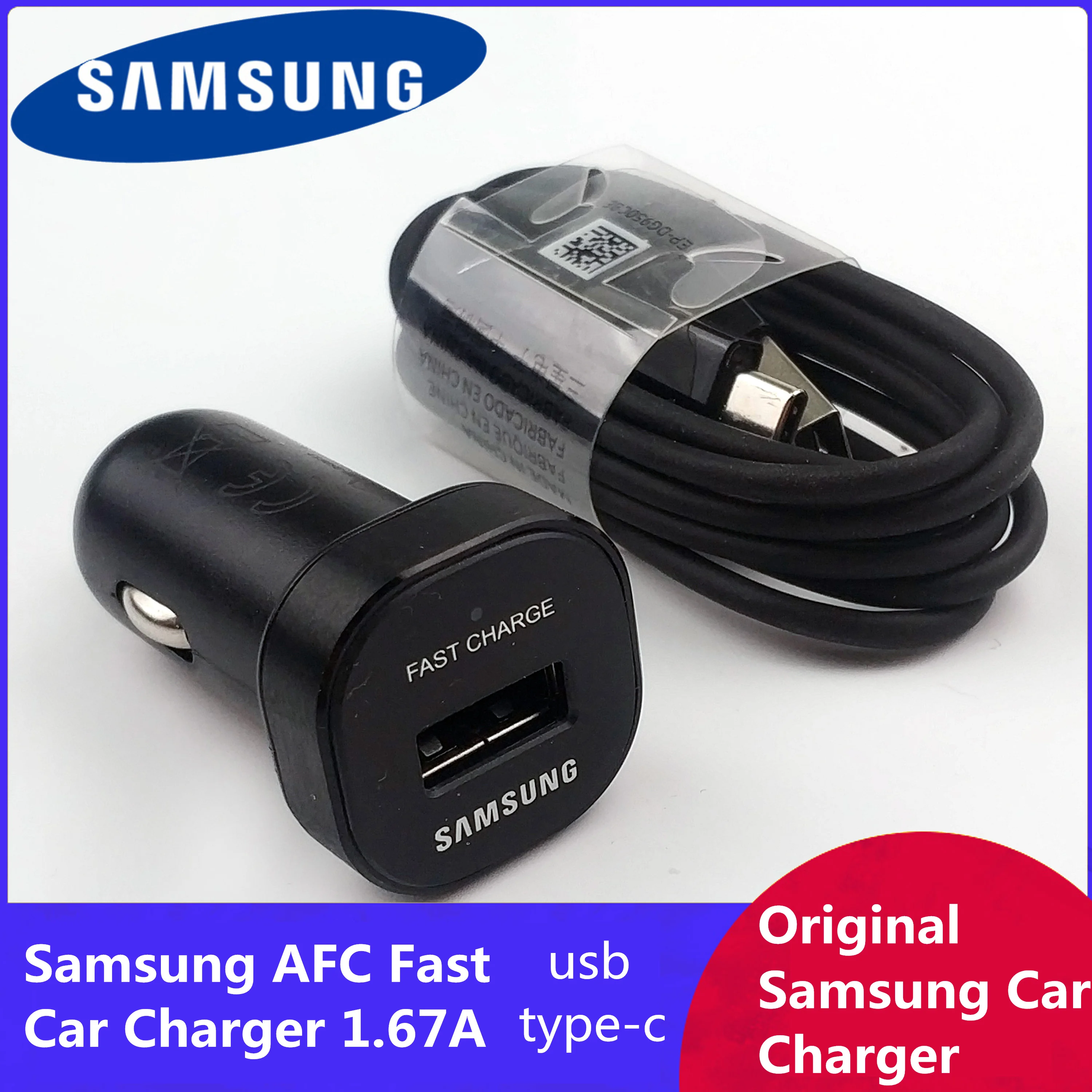 

Original Samsung Galaxy S10 Car Charger AFC 1.67A Fast usb type-c cable car lighter slot charge adapter for S9 S8 S7 Note 9 8 7