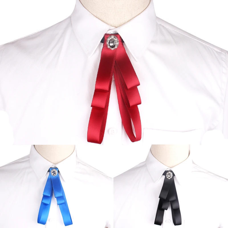 Унисекс Ретро шеи воротник рубашки Для мужчин галстуки ручной работы модные женские туфли с бантами, стразами бабочка форма круто лента с