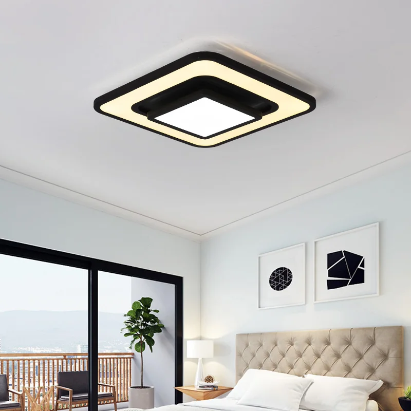 Verllas современные светодиодные потолочные лампы для гостиной прихожей квадратный Прямоугольник Белый Черный потолочный светильник светодиодный светильник для спальни детей