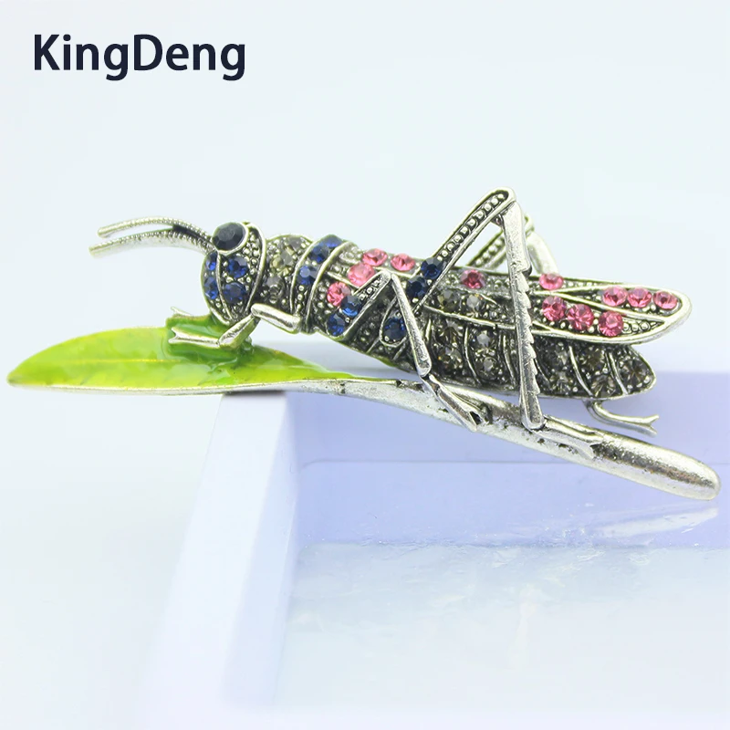 KingDeng Саранча Брошь Для Женщин Эмаль Булавки Подарки Штырь Отворот Горный