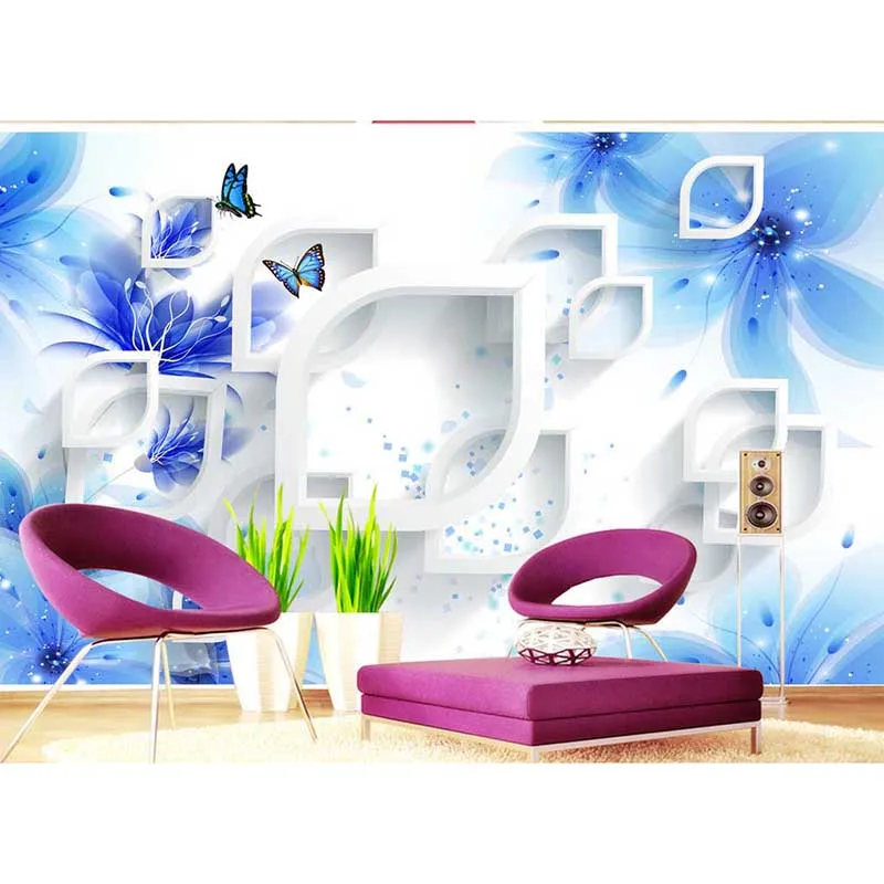 

picture in picture Top Customized 3d Blue Butterfly Pastoral Photo Mural Wallpaper Luxury TV Backdrop 3D Walls Wallpaper #133