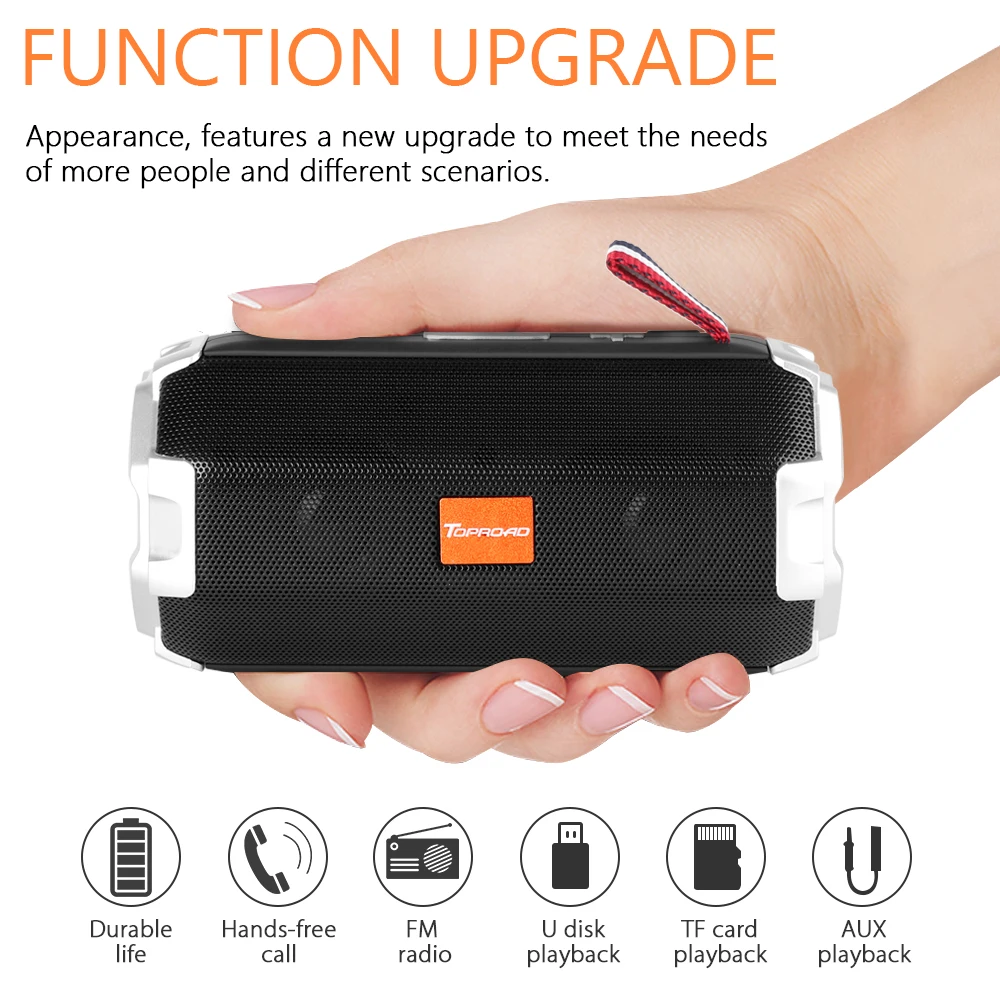 TOPROAD Bluetooth динамик мини портативные колонки FM Радио Стерео Soundbox Беспроводная