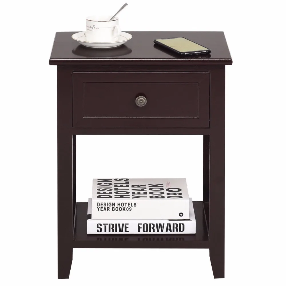 Giantex Nightstand End Bedside Table Drawer Storage Room Decor Bottom Shelf Home Furniture HW56019CF Giantex Nightstand End Bedside Table Drawer Storage Room Decor Bottom Shelf Home Furniture HW56019CF