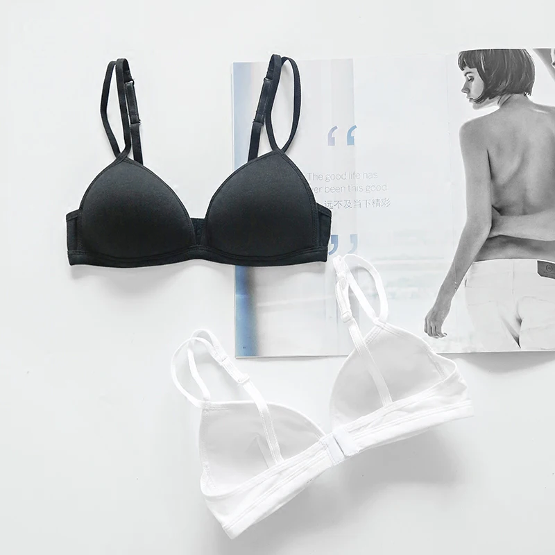 Femal Intimates Simple Triangle Cup Bra Seamless Brassiere Breathable Full Cotton Underwear Women Soft Thin Cup Sexy Lingerie