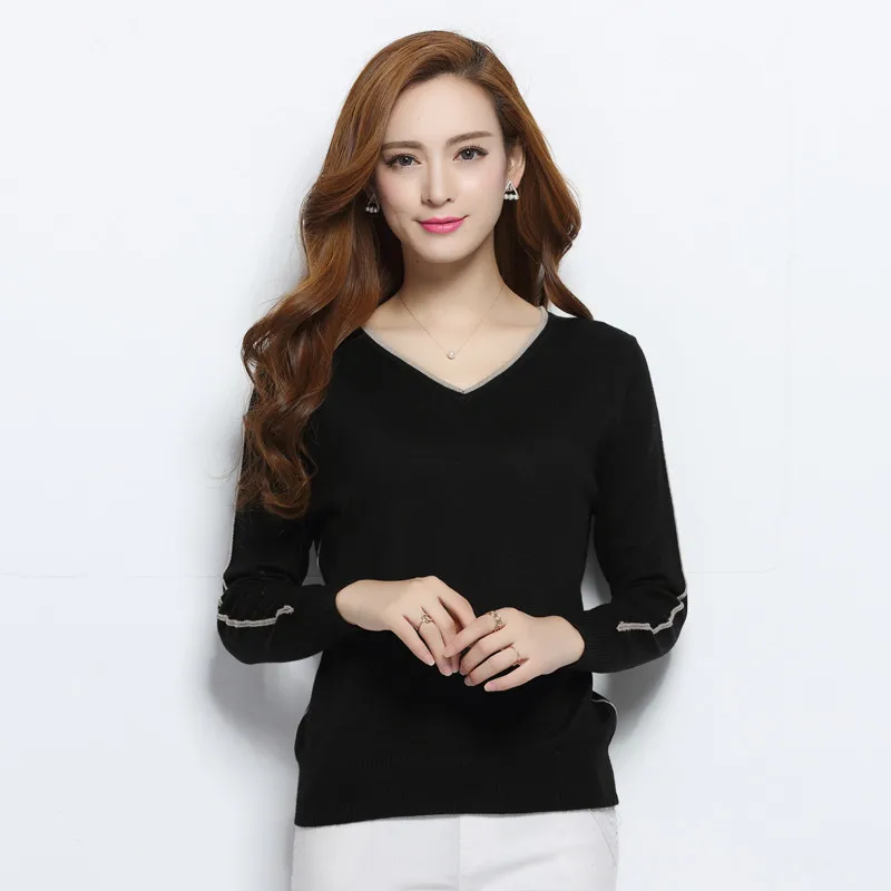 New 2019 Autumn-Spring Sexy V-neck Cashmere Sweaters Women Candy color Outerwear Pullover Tops Quality Knitted Wool Sweater D198 New 2019 Autumn-Spring Sexy V-neck Cashmere Sweaters Women Candy color Outerwear Pullover Tops Quality Knitted Wool Sweater D198