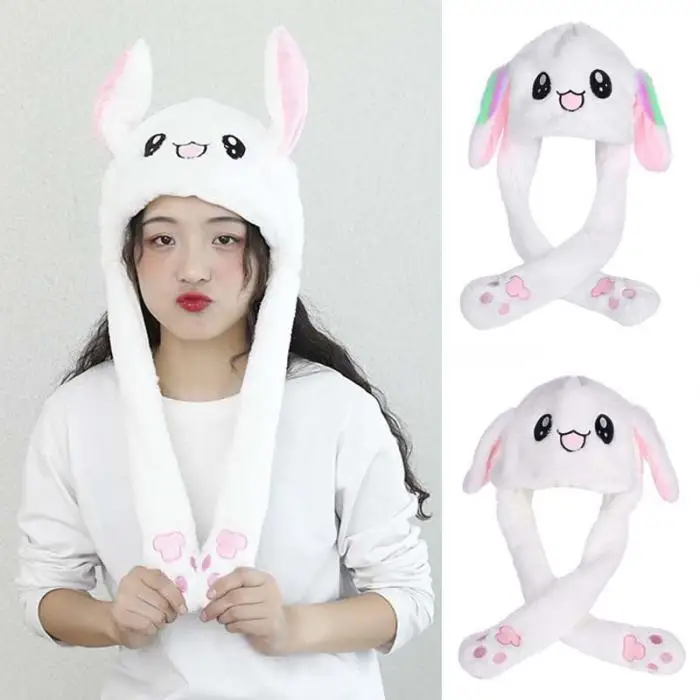 Rabbit Pinching Ear Hat Vocal Flashing Hat Plush Airbag Ear Pop-up Cute Dance Toy YA88