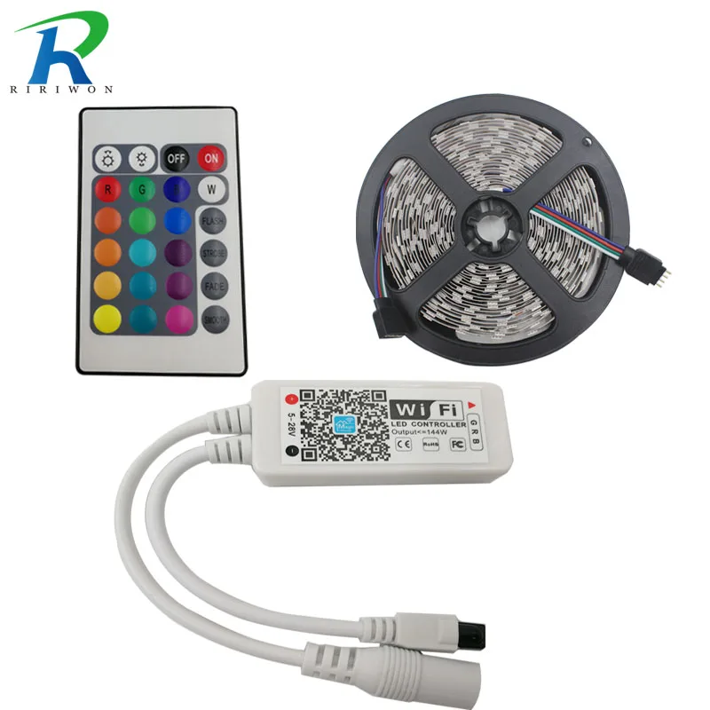 Riri будет RGB светодиоды Светодиодные полосы светодиодные ленты 5050 DC 12 В гибкий свет RGB диод 220 В 30 светодиоды водонепроницаемый 44 К контроллер