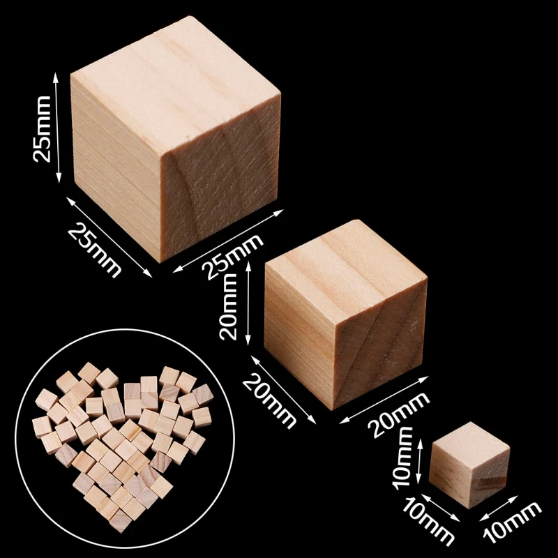 10/25/25mm Wooden Square Blocks Mini Cubes Embellishment for Woodwork Craft DIY | Украшения и аксессуары