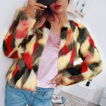 

Faux Fur Coat Top Quality Celebrity Sexy Long Seleve Women Winter Nightclub Fashion Party Warm Short Coat