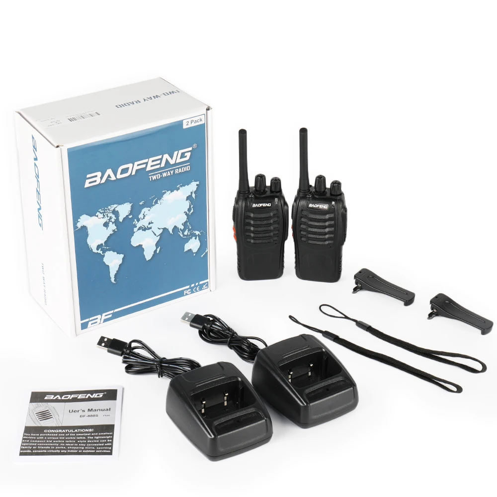Very Cheap gvau1 2 PCS Baofeng BF 88E PMR Aktualisiert Version von 888S Walkie Talkie mit USB Ladegerät UHF 446 MHz 0,5 W 16 CH Handheld Schinken