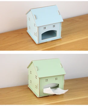 

Kawaii storage box small house wooden tissue box lovely paper box office accessories desk orgainzer