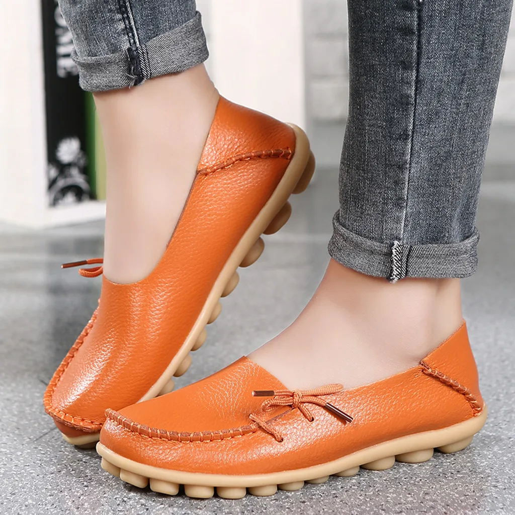 

Women Genuine Leather Shoes Moccasins Mother Loafers Casual Shoes Soft Driving Ballet Footwear Ladies Leisure Flats Shoes 2019