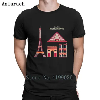 

Paris Monuments Tshirts Building Pop Top Tee Basic Solid Spring Cute Men's Tshirt O-Neck Vintage Design