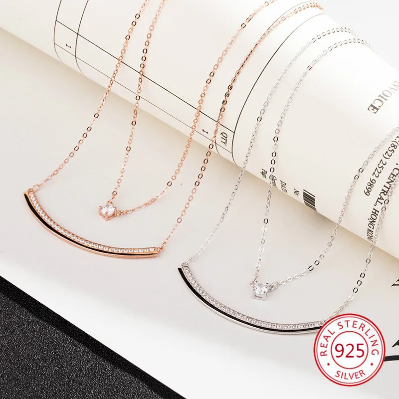 

925 sterling silver pendant necklace personality fashion jewelry lucky woman inlaid stone tag birthday gift 2019 new hot