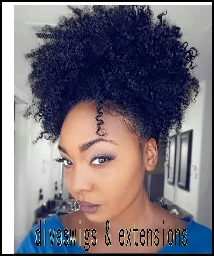 100% human hair ponytail afro kinky curly drawstring ...