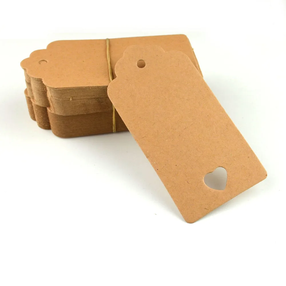 

100pcs Paper Hang Tags Kraft Paper Head Label Festival Note DIY Blank Thank You Card Birthday Wedding Party Paper Cards Gift