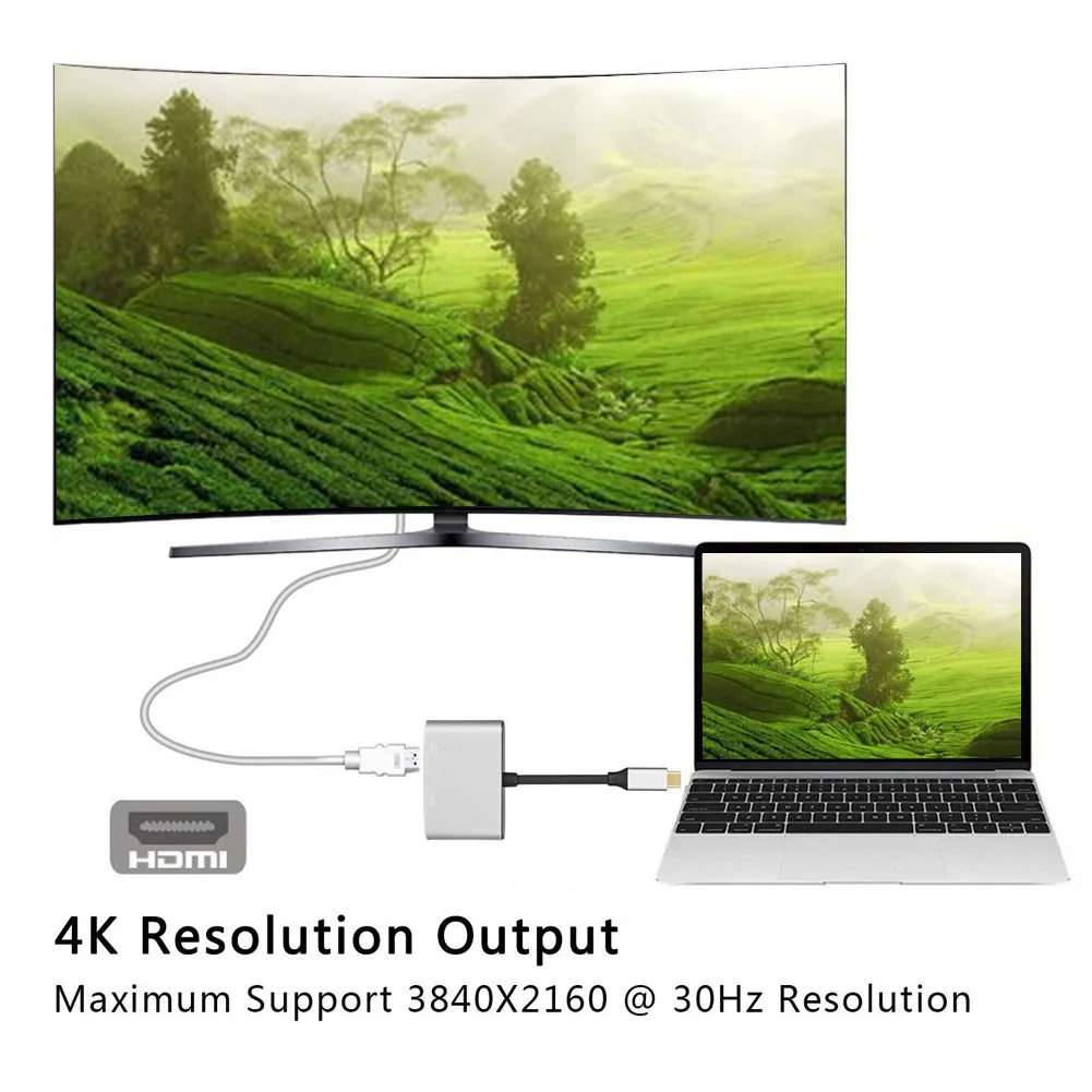 Адаптер Type C к HDMI 4K VGA Поддержка режимов отображения зеркал 5 Гбит/с конвертеры для