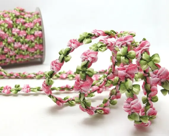 

2 Yards Pink Ombre Beanie Shape Color Woven Rococo Ribbon Trim|Decorative Floral Ribbon|Scrapbook Materials|Decor