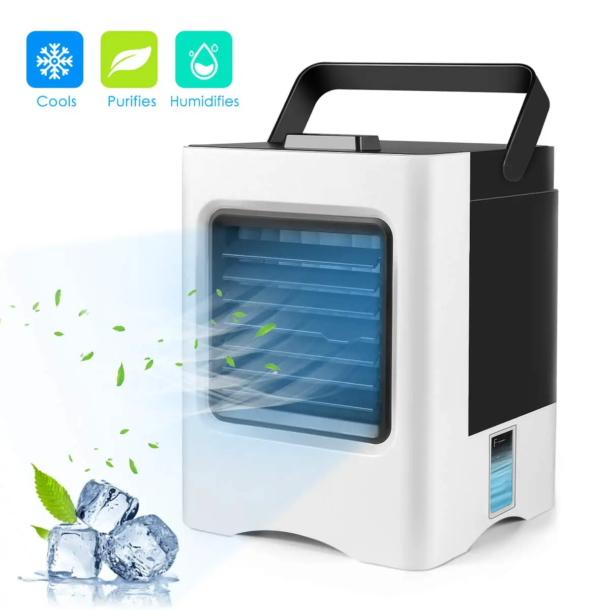 

Air Conditioner Fan 4 in 1 Personal USB Air Cooler Mini Purifier Humidifier with LED Lights Rechargeable Fan For Home Desk Fans