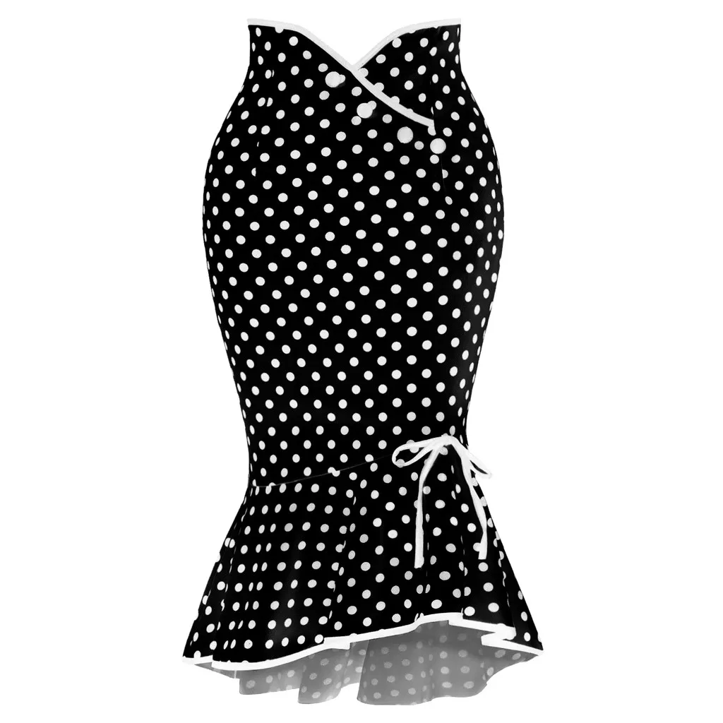 

Women's Summer Simple Sexy Elegant Fashion Polka Dot Bow Button Bucket Hip Slim Skirt бка бка женская vadim бка джинсовая 41*