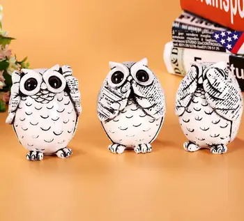 

3Pcs/lot Home Green decoration Cute owl doll Christmas Friends Girl wood Gift for Child Doll Micro Landscape Anime Figures