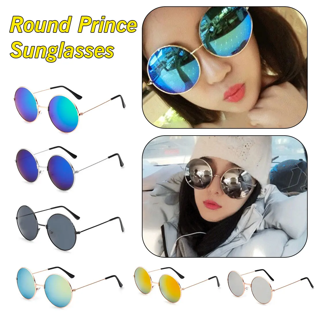 Мужские и женские металлические солнцезащитные очки, золотые винтажные круглые солнцезащитные очки, женские круглые солнцезащитные очки для принца, новые женские и мужские круглые солнечные очки из сплава