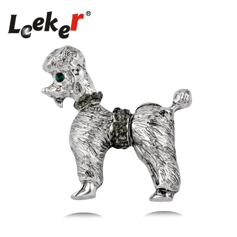 

LEEKER Vintage Cute Poodle Dog Animal Metal Brooches Pins Female Lapel Pins Costume Jewelry Accessories 96011 LK1